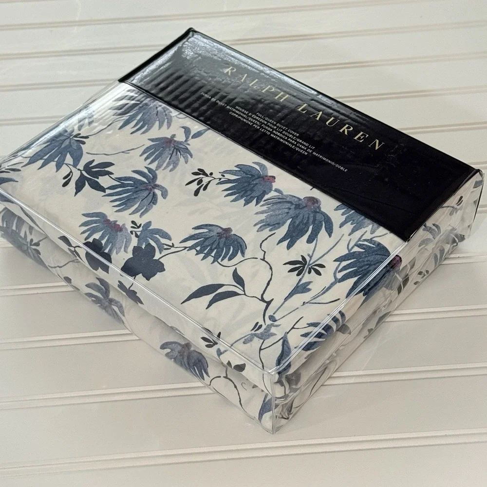 Ralph Lauren Adelaide Floral Queen Duvet Cover 100% Cotton‎ Sateen Blue NWT $355